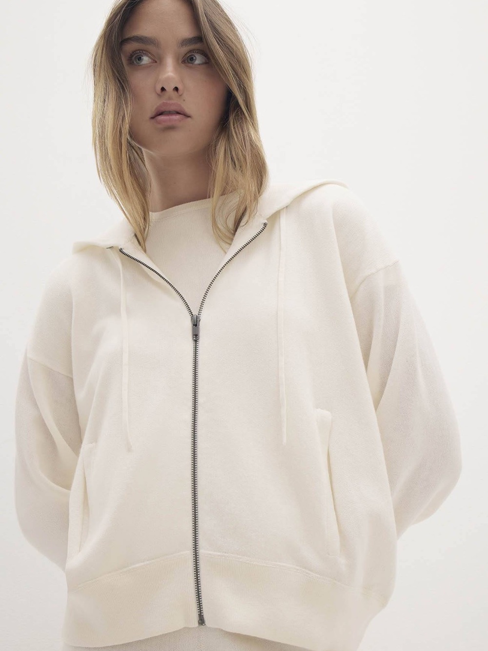 NakedCashmere Cream Zip Hoodie